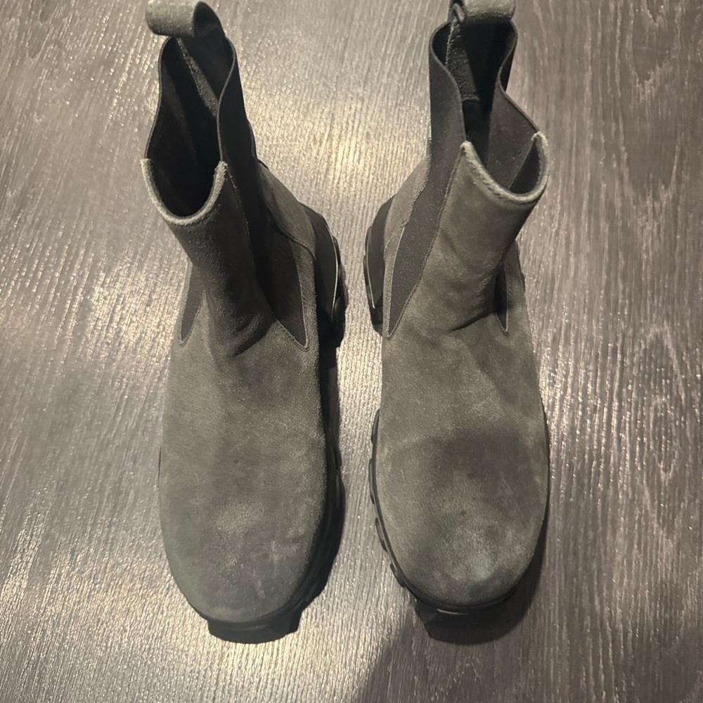 Rick Owens Women's Gray Suede Combat Moto Boot